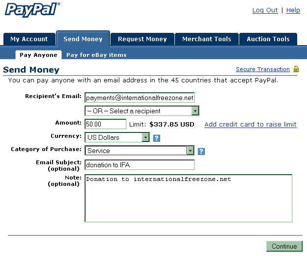 PayPal Screen